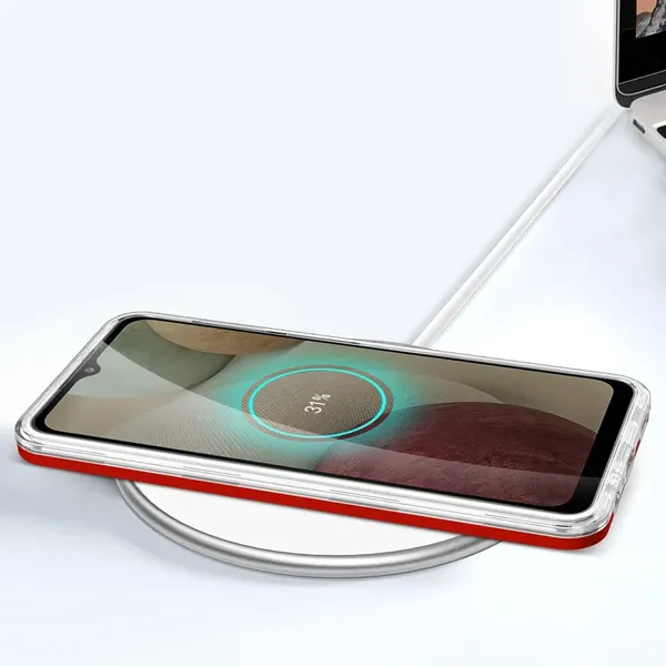 Clear 3in1 etui do Samsung Galaxy A12 5G żelowy pokrowiec z ramką czerwony