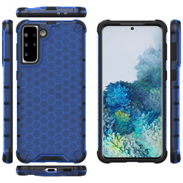 Honeycomb etui pancerny pokrowiec z żelową ramką Samsung Galaxy S22 niebieski