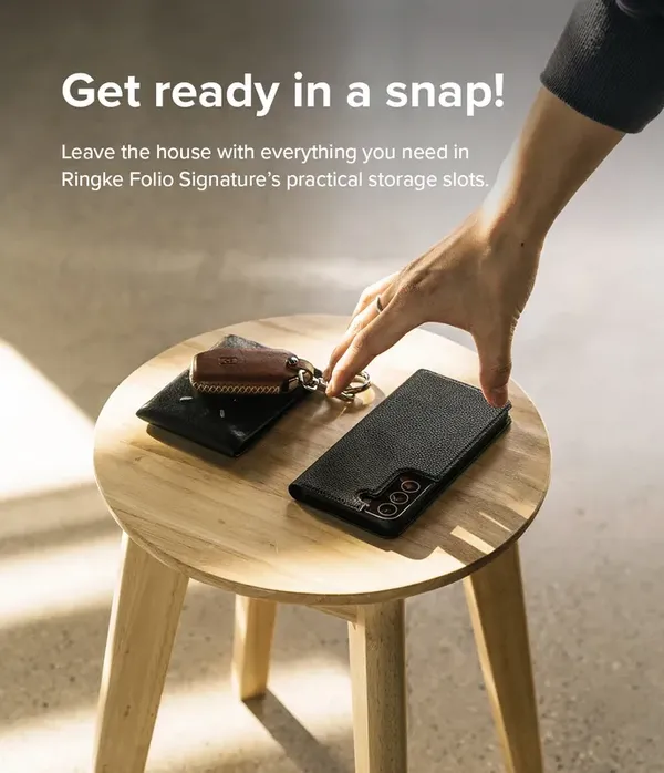 Ringke Folio Signature skórzane etui z klapką do Samsung Galaxy S22+ (S22 Plus) czarny (FSS118R262)