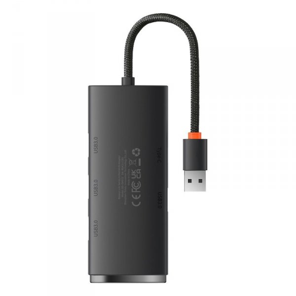 Baseus Lite Series HUB 4-Portowy (USB-A do 4xUSB-A 3.0) 0.25m czarny (WKQX030001)