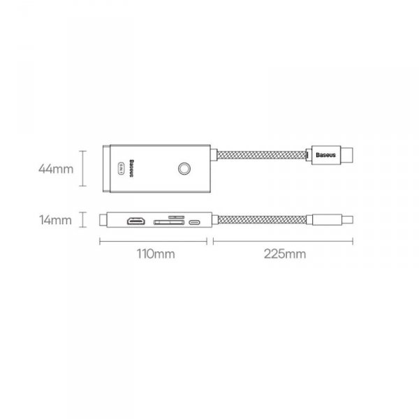 Baseus Lite Series wielofunkcyjny HUB USB Typ C - 2 x USB 3.0 / USB Typ C PD / HDMI 1,4 / SD/TF czarny (WKQX050101)