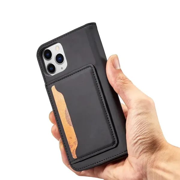 Magnet Card Case etui do iPhone 12 Pro Max pokrowiec portfel na karty kartę podstawka czarny