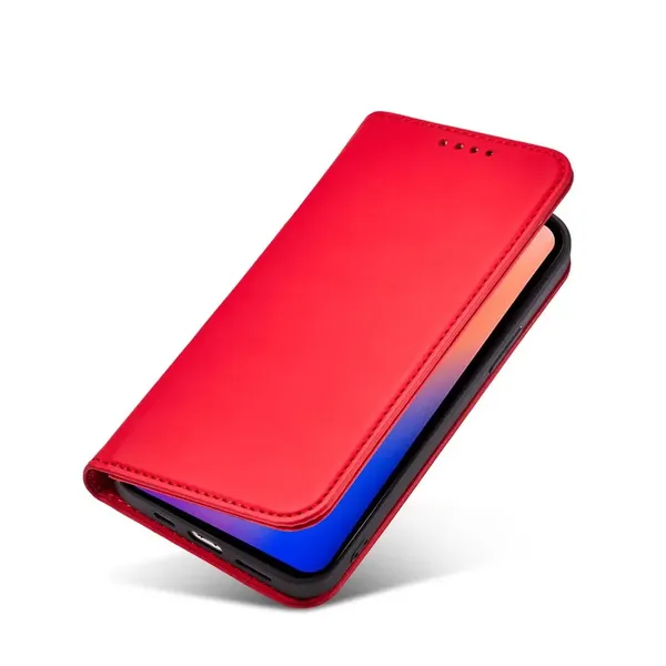 Magnet Card Case etui do iPhone 12 Pro Max pokrowiec portfel na karty kartę podstawka czerwony