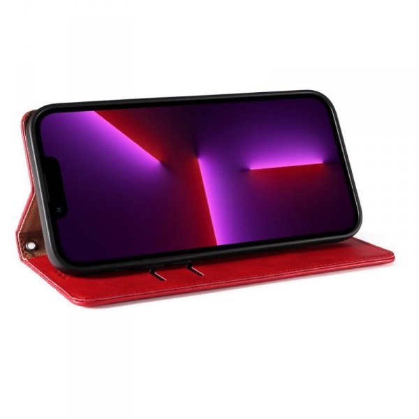 Magnet Strap Case etui do iPhone 13 Pro pokrowiec portfel + mini smycz zawieszka czerwony