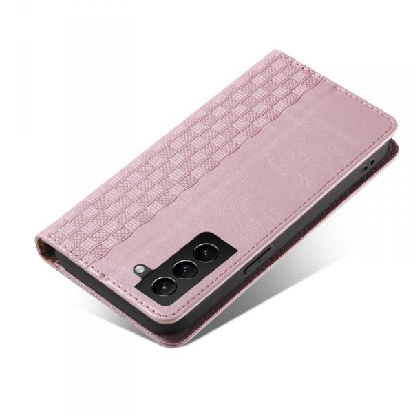 Magnet Strap Case etui do Samsung Galaxy S22+ (S22 Plus) pokrowiec portfel + mini smycz zawieszka różowy