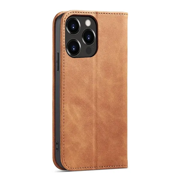 Magnet Fancy Case etui do iPhone 13 Pro Max pokrowiec portfel na karty kartę podstawka brązowy