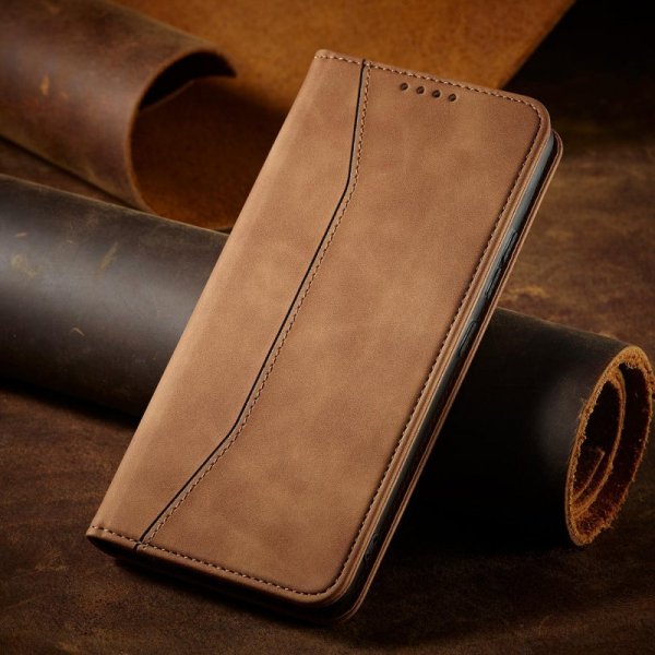 Magnet Fancy Case etui do Samsung Galaxy S22+ (S22 Plus) pokrowiec portfel na karty kartę podstawka brązowy