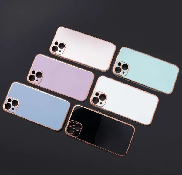 Lighting Color Case etui do iPhone 12 Pro Max żelowy pokrowiec ze złotą ramką miętowy