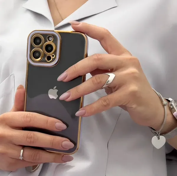 Fashion Case etui do Samsung Galaxy A12 5G żelowy pokrowiec ze złotą ramką czarny