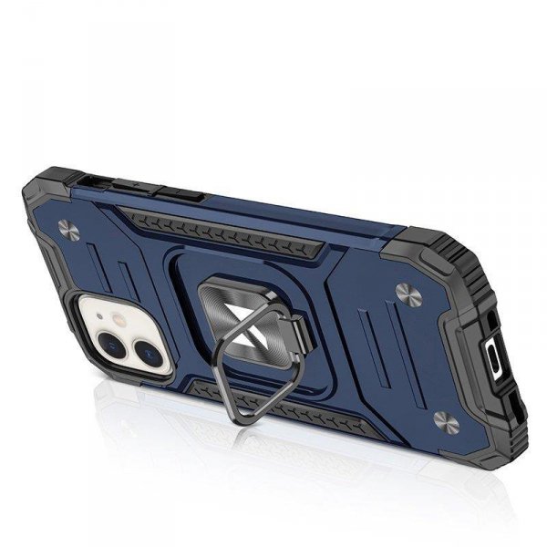 Wozinsky Ring Armor etui iPhone 14 pancerny pokrowiec uchwyt magnetyczny ring niebieskie