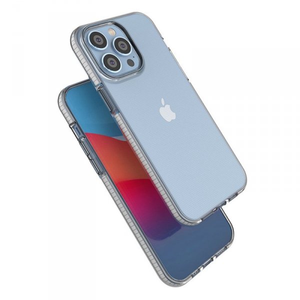 Spring Case etui iPhone 14 Pro Max silikonowy pokrowiec z ramką jasnoróżowe