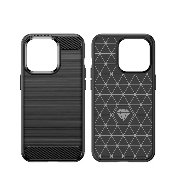 Carbon Case etui iPhone 14 Pro elastyczny żelowy pokrowiec na tył plecki czarny
