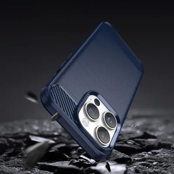 Carbon Case etui iPhone 14 Pro Max elastyczny żelowy pokrowiec na tył plecki niebieski