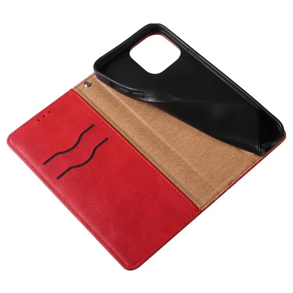 Magnet Strap Case etui iPhone 14 Pro Max pokrowiec z klapką portfel mini smycz podstawka czerwone