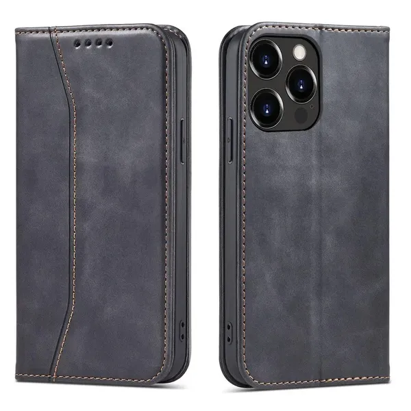 Magnet Fancy Case etui iPhone 14 Pro Max pokrowiec z klapką portfel podstawka czarne