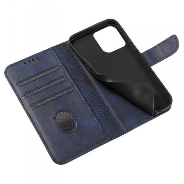 Magnet Case elegancki futerał etui pokrowiec z klapką i funkcją podstawki iPhone 14 niebieski