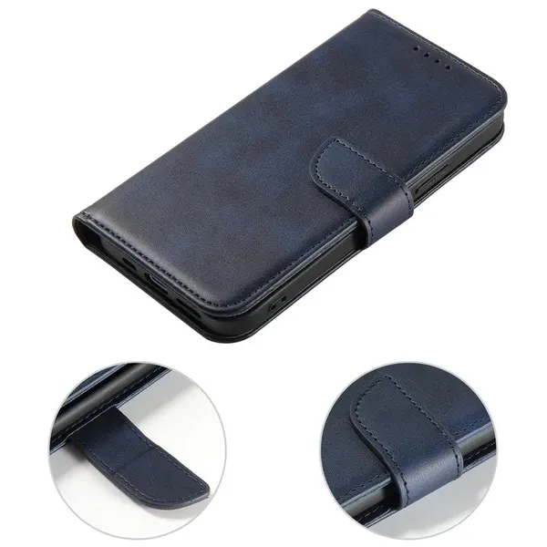 Magnet Case etui iPhone 14 Pro Max pokrowiec z klapką portfel podstawka niebieskie