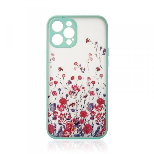 Design Case etui do iPhone 12 Pro pokrowiec w kwiaty jasnozielony