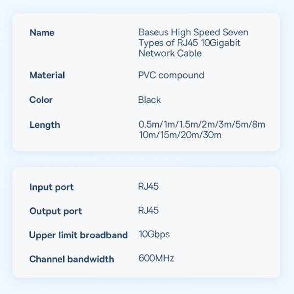Baseus Speed Seven szybki kabel sieciowy RJ45 10Gbps 3m czarny (WKJS010401)