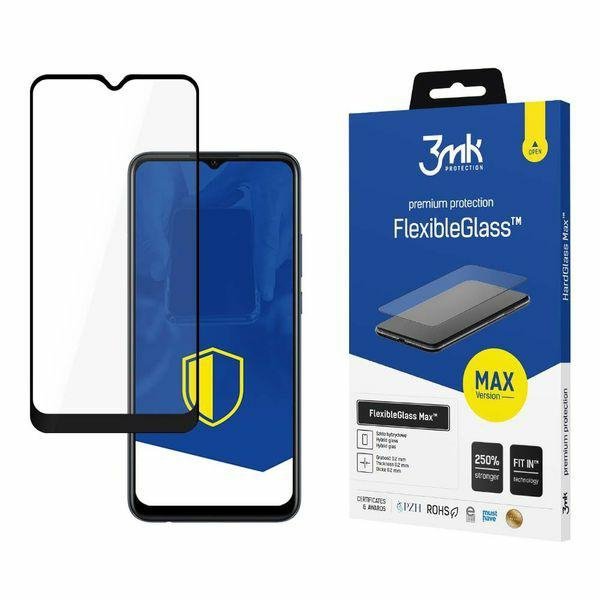 3MK FlexibleGlass Max Oppo A15/A15Sczarny/black, Szkło Hybrydowe z wzmocnionymi krawędziami