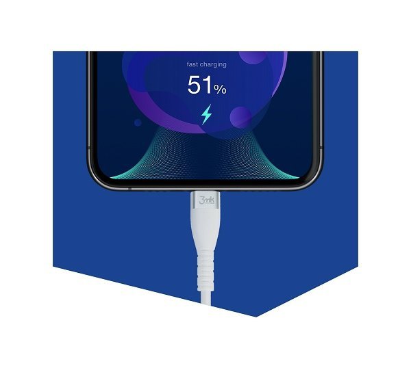 3MK HyperSilicone MFI USB-C/Lightningkabel biały 1m 20W 3A