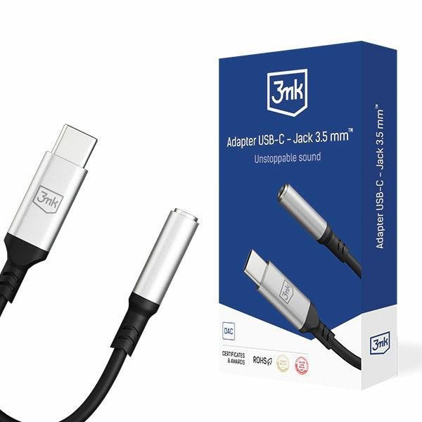 3MK Adapter USB-C - Jack 3,5 mm DAC czarny/black