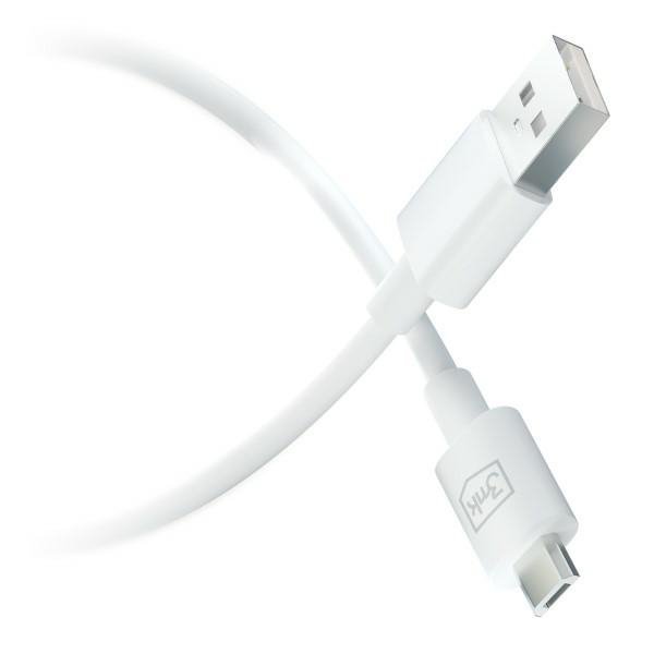 3MK Hyper Cable USB-A - Micro USB1.2m 5V 2,4A Biały/White Kabel