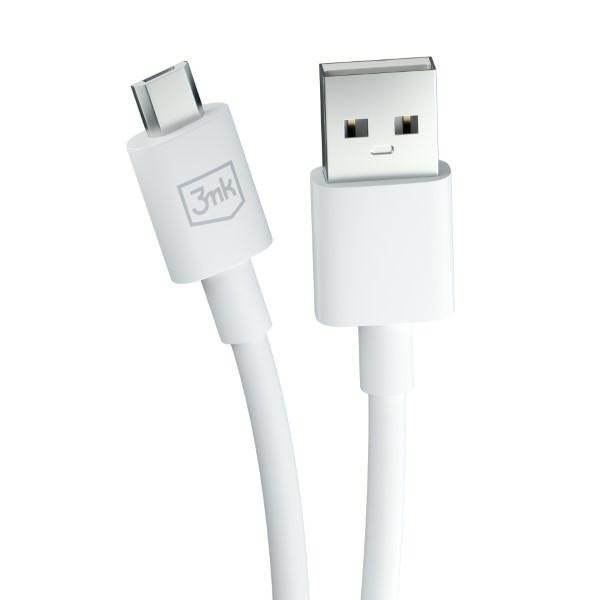 3MK Hyper Cable USB-A - Micro USB1.2m 5V 2,4A Biały/White Kabel