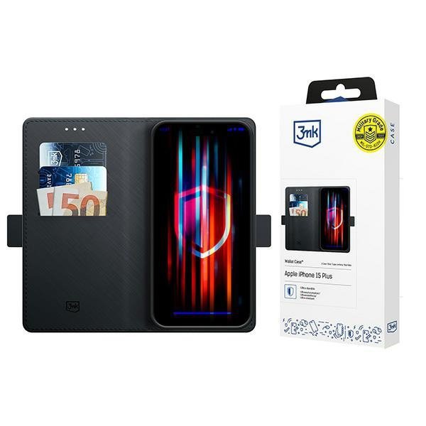 3MK Wallet Case iPhone 15 Plus 6.7&quot;czarny/black