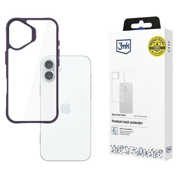3MK SatinArmor+ Case iPhone 16 Plus 6.7&quot;fioletowy/purple Military Grade