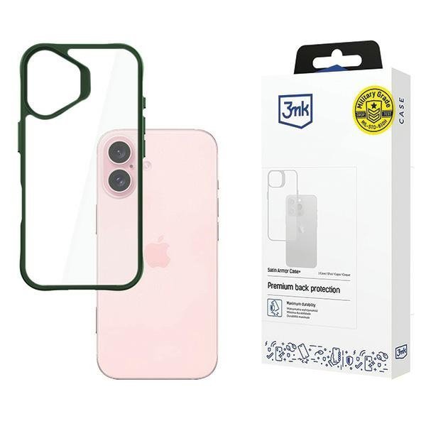 3MK SatinArmor+ Case iPhone 16 6.1&quot;zielony/green Military Grade