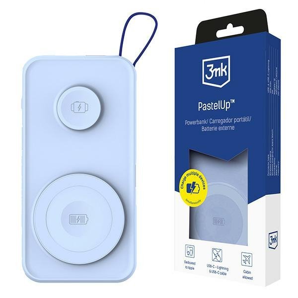 3MK Powerbank PastelUp 10,000mAh 22.5Wz Magsafe + ładowanie Apple Watch niebieski