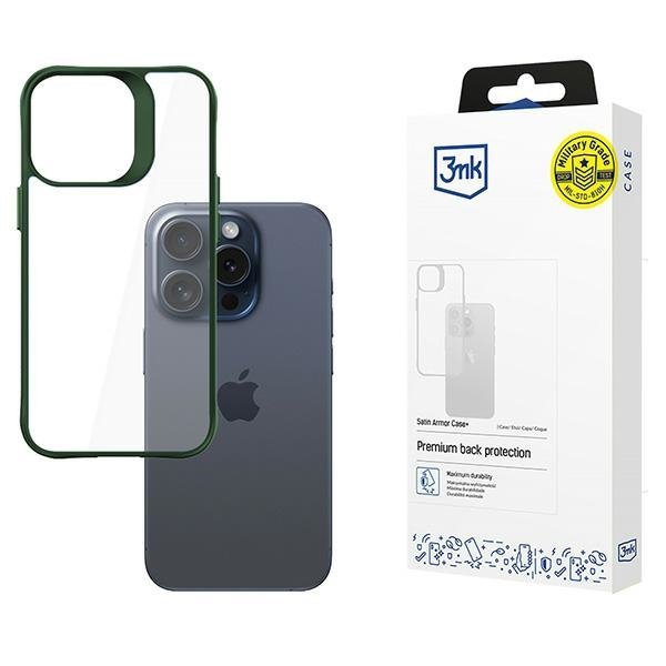 3MK Satin Armor Case+ iPhone 15 Pro Maxzielony/green