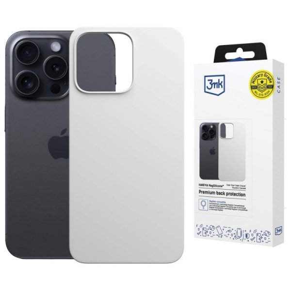 Etui 3MK Hardy MagSilicone do Apple      iPhone 15 Pro srebrny