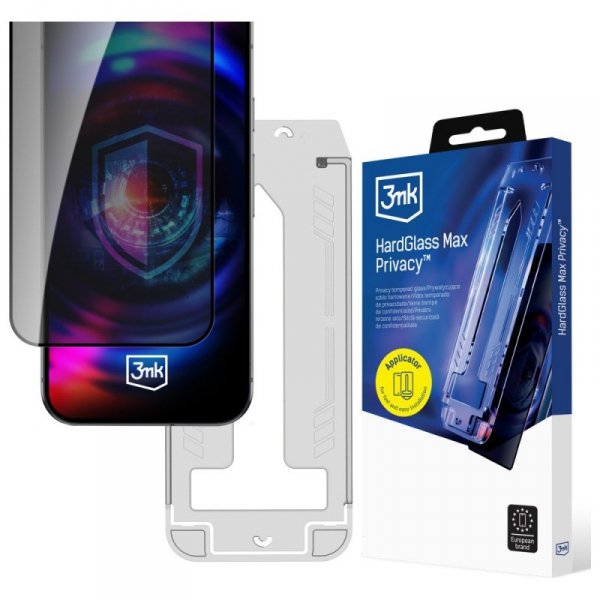 Szkło hartowane 3MK HardGlass Max        Privacy z aplikatorem do Apple iPhone 16 Pro Max