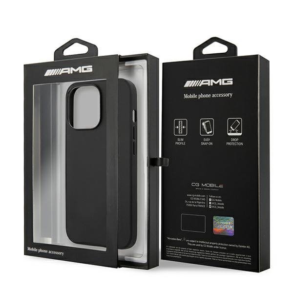 AMG AMHCP13LDOLBK iPhone 13 Pro / 136,1&quot; czarny/black hardcase Leather Hot Stamped