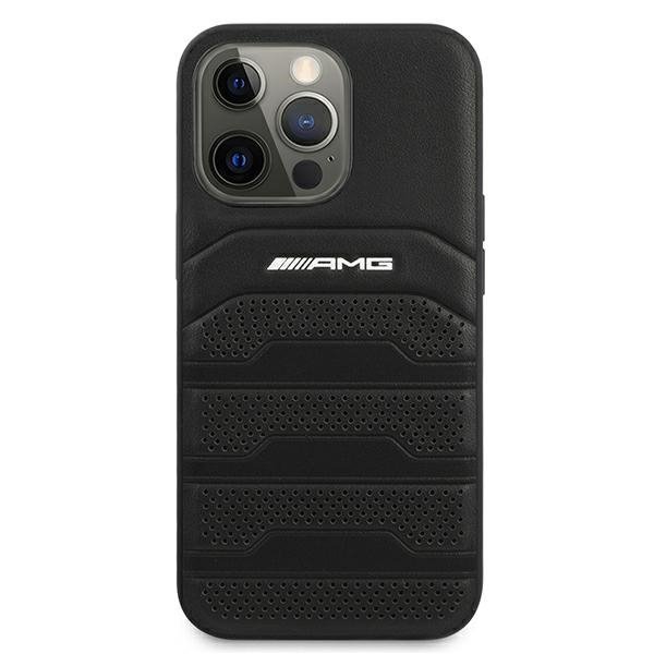 AMG AMHCP13XGSEBK iPhone 13 Pro Max 6,7&quot; czarny/black hardcase Leather Debossed Lines