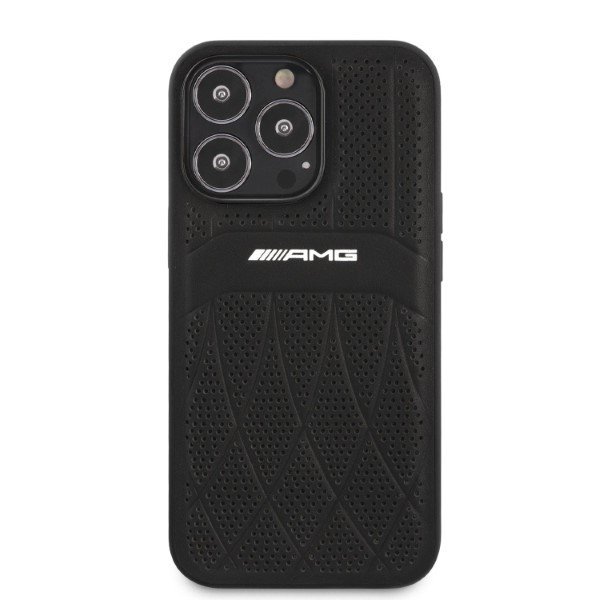 AMG AMHCP13LOSDBK iPhone 13 Pro / 13 6,1&quot; czarny/black hardcase Leather Curved Lines