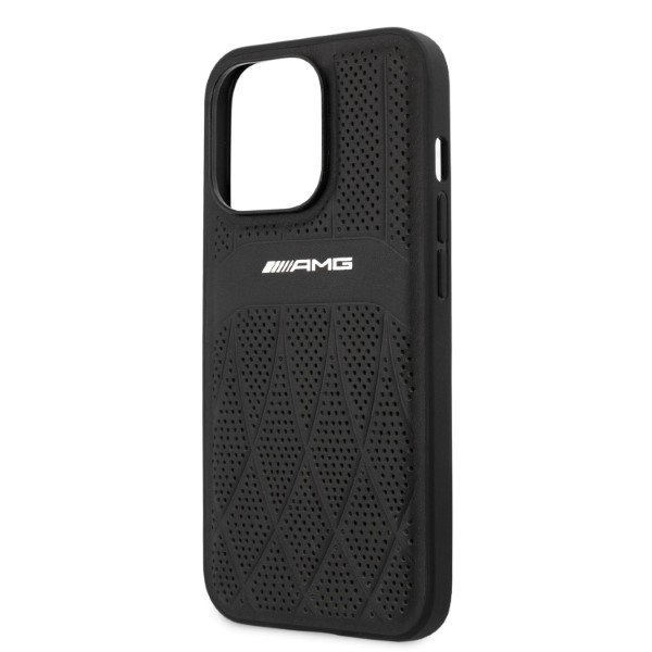 AMG AMHCP13LOSDBK iPhone 13 Pro / 13 6,1&quot; czarny/black hardcase Leather Curved Lines