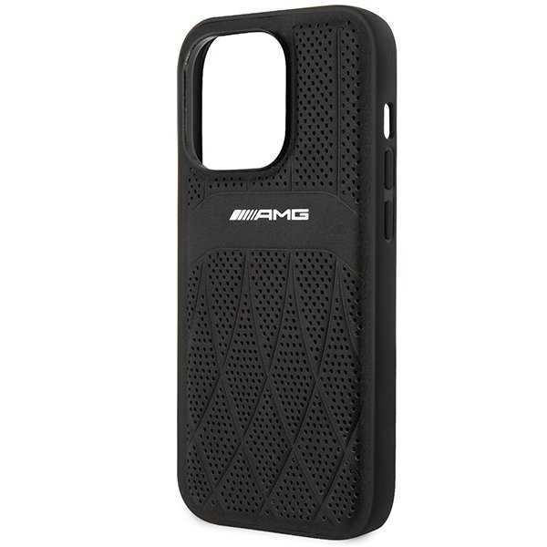 AMG AMHMP14LOSDBK iPhone 14 Pro 6.1&quot; czarny/black hardcase Leather Curved Lines MagSafe