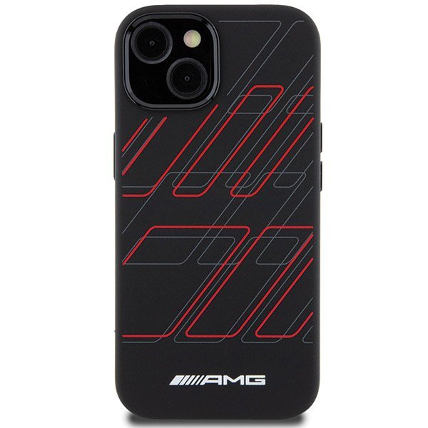 AMG AMHMP15S23SSPK iPhone 15 / 14 / 13 6.1&quot; czarny/black hardcase Silicone Large Rhombuses Pattern MagSafe