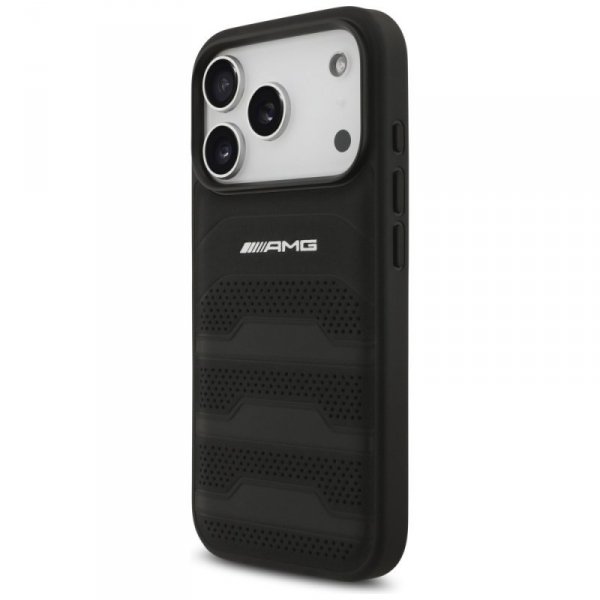 Etui AMG Leather Debossed Lines Logo do  iPhone 17 Pro czarny