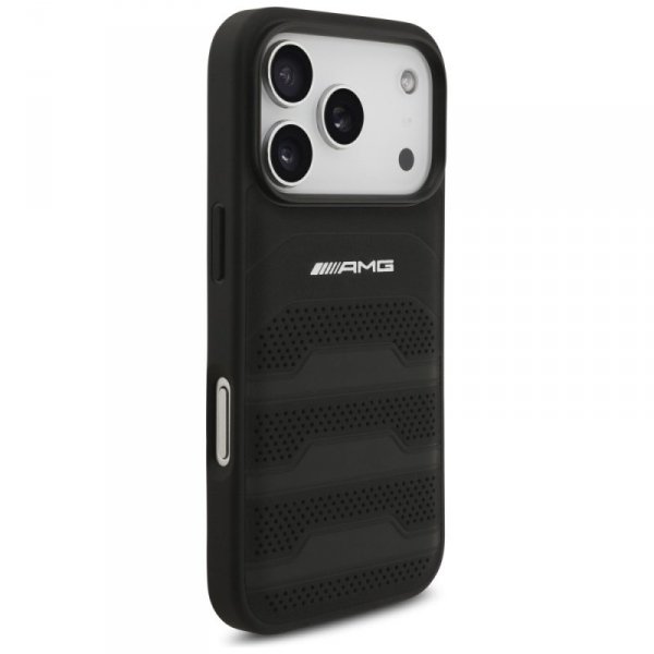 Etui AMG Leather Debossed Lines Logo do  iPhone 17 Pro czarny
