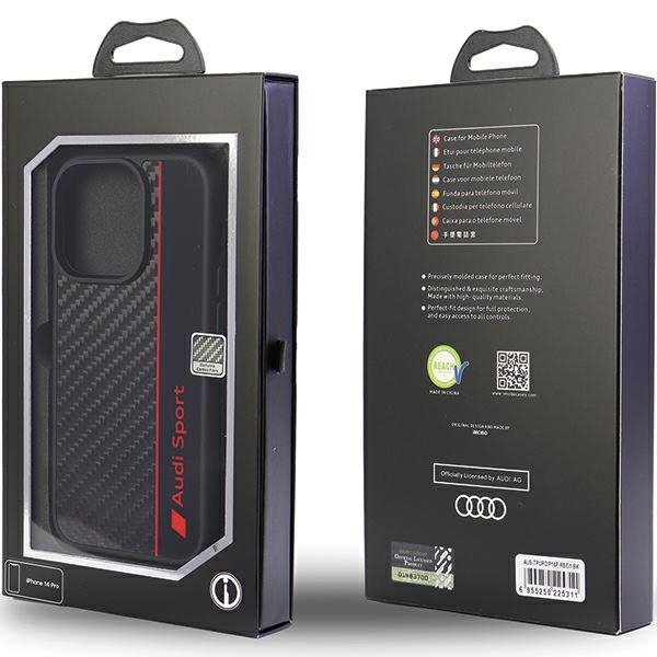 Audi Carbon Fiber Stripe iPhone 13 Pro Max 6.7&quot; czarny/black hardcase AUS-TPUPCIP13PM-R8/D1-BK
