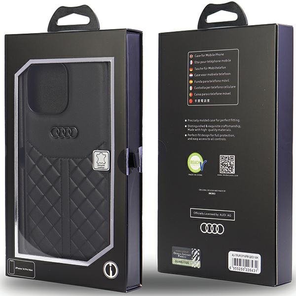 Audi Genuine Leather iPhone 14 Pro Max 6.7&quot; czarny/black hardcase AU-TPUPCIP14PM-Q8/D1-BK