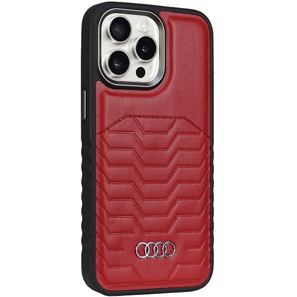 Audi Synthetic Leather MagSafe iPhone 14 Pro Max 6.7&quot; czerwony/red hardcase AU-TPUPCMIP14PM-GT/D3-RD