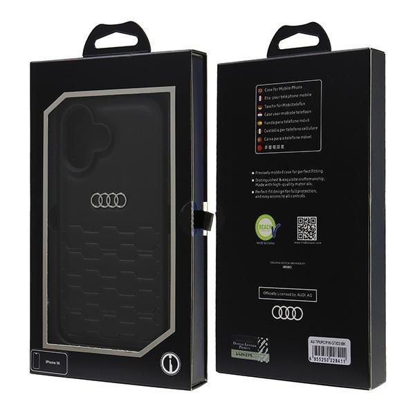 Audi Synthetic Leather iPhone 16 6.1&quot; czarny/black hardcase AU-TPUPCIP16-GT/D2-BK
