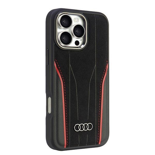 Audi Genuine Leather MagSafe iPhone 16Pro Max 6.9&quot; czarno-czerwony/black-red hardcase AU-TPUPCMIP16PM-R8/D3-RD