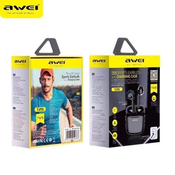 AWEI słuchawki Bluetooth 5.0 T26 TWS+ stacja dokująca czarny/black