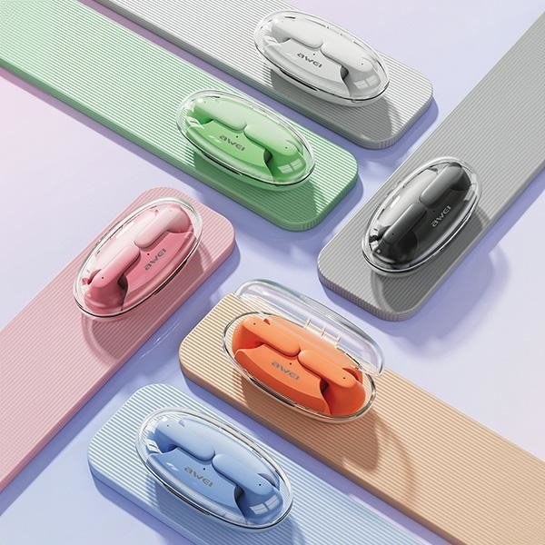 AWEI słuchawki Bluetooth 5.3 T85 ENCTWS + stacja dokująca zielony/green